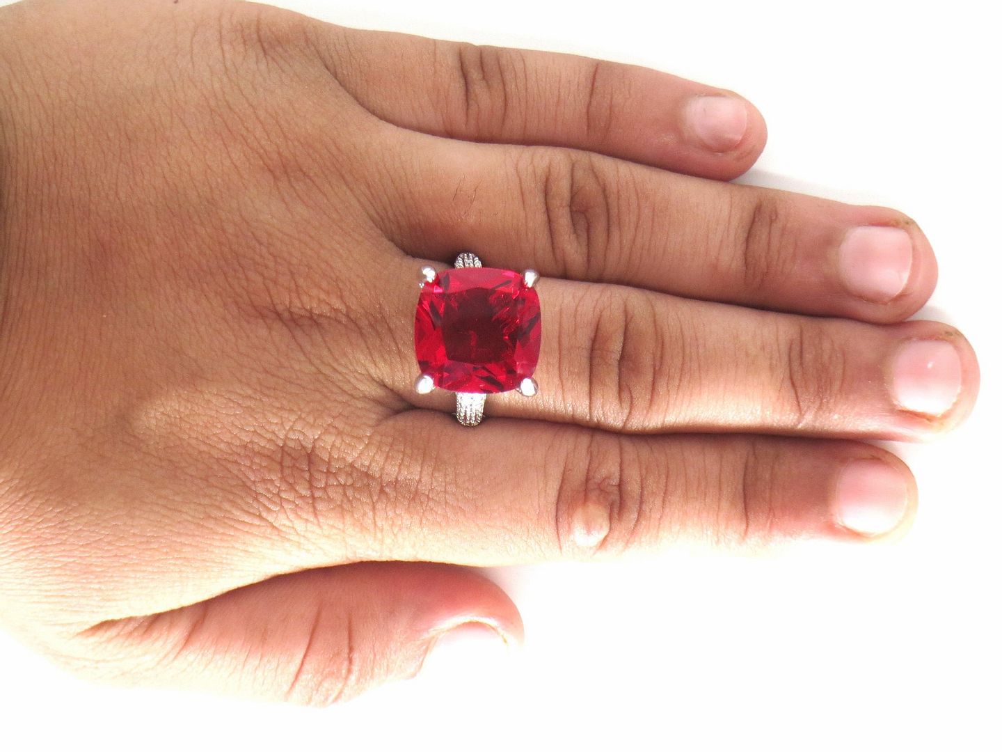 Jewelshingar Jewellery American Diamond Pink Colour Size 14 Silver Plated Ring For Girls ( 59182RIN )