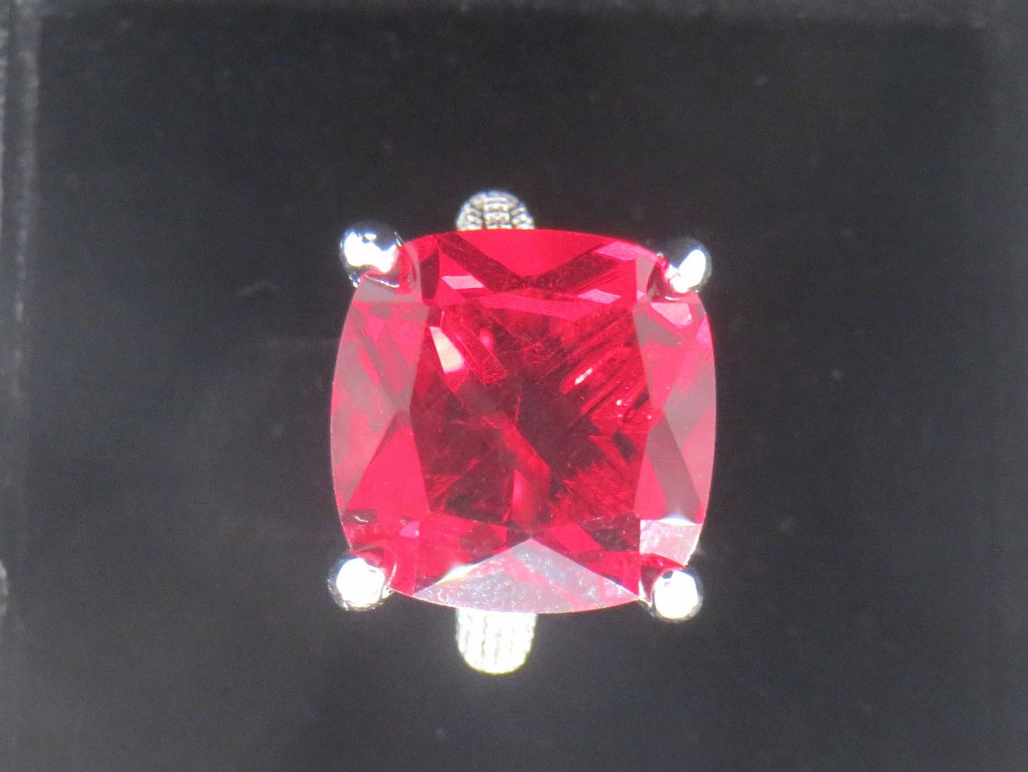 Jewelshingar Jewellery American Diamond Pink Colour Size 14 Silver Plated Ring For Girls ( 59182RIN )