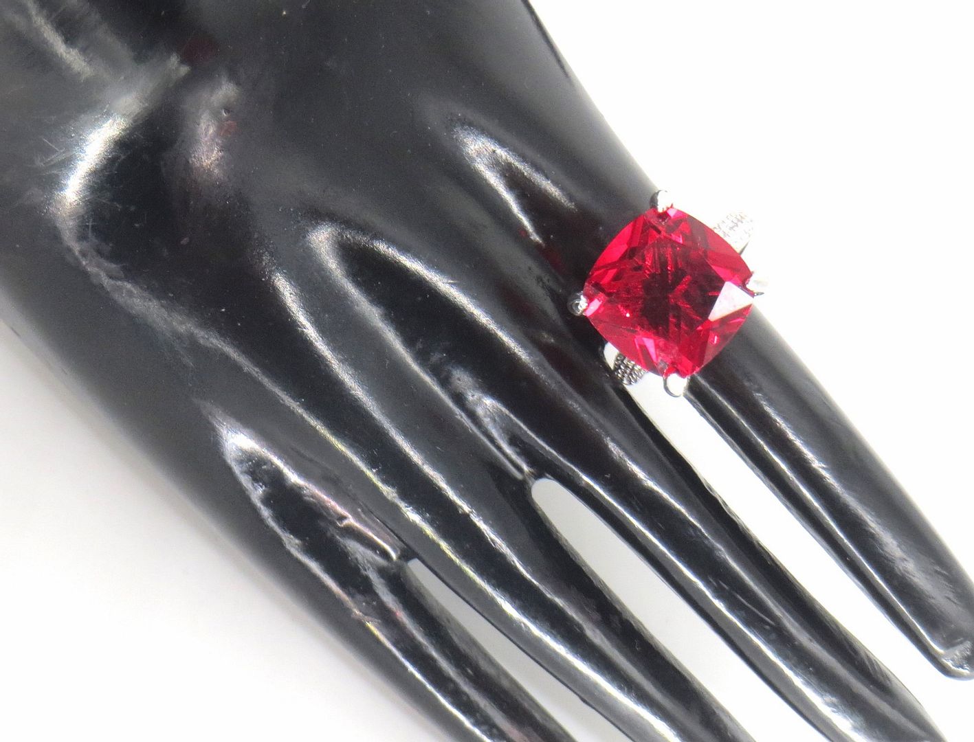 Jewelshingar Jewellery American Diamond Pink Colour Size 14 Silver Plated Ring For Girls ( 59182RIN )