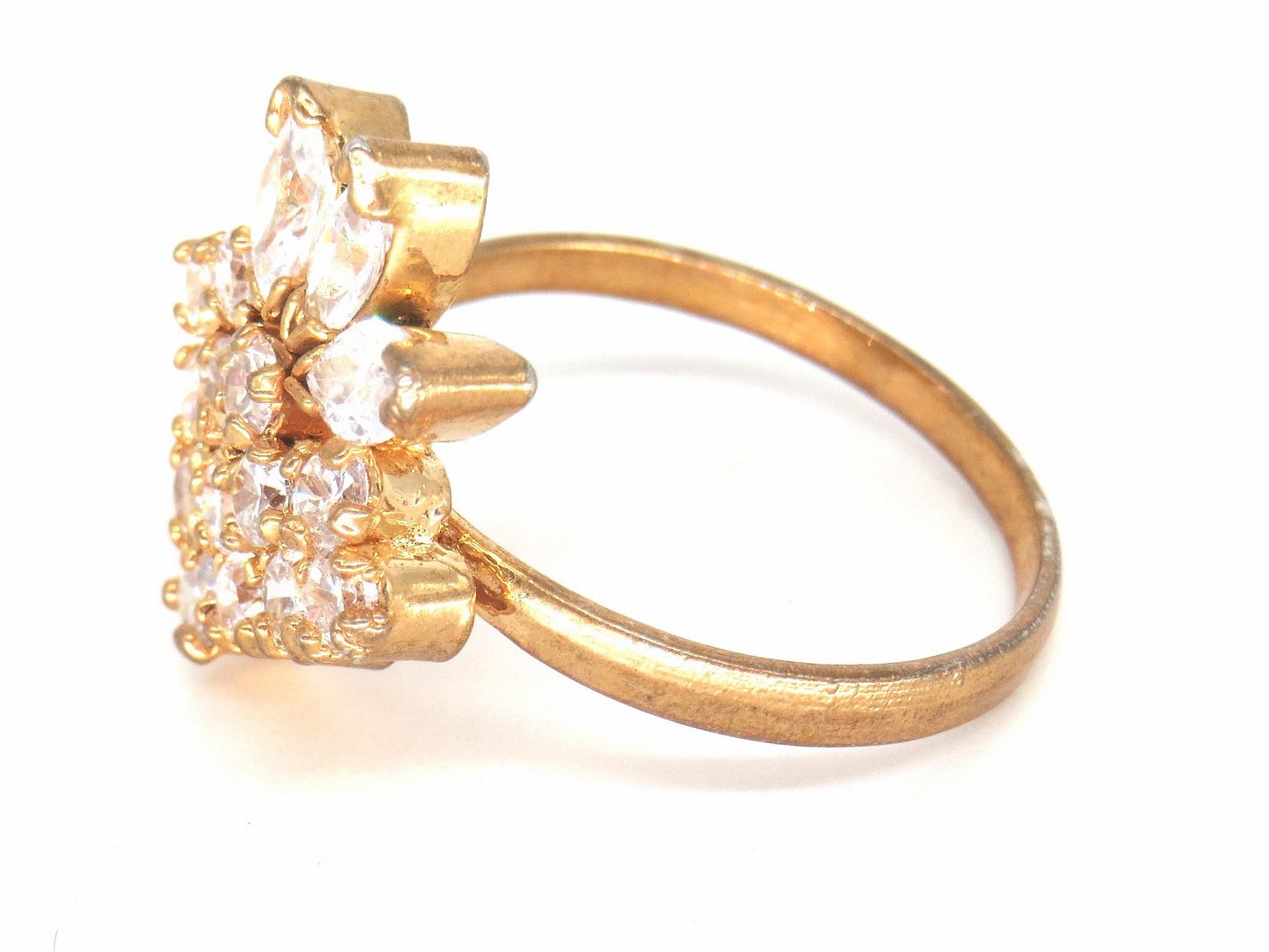 Jewelshingar Jewellery American Diamond Clear Colour Size 15 Rose Gold Plated Ring For Girls ( 59301RIN )