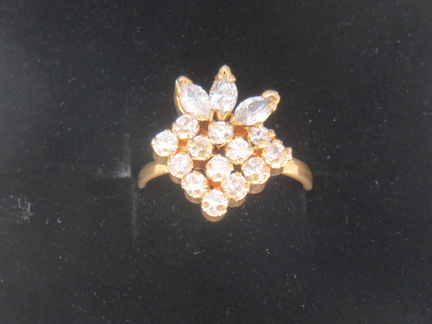 Jewelshingar Jewellery American Diamond Clear Colour Size 15 Rose Gold Plated Ring For Girls ( 59301RIN )
