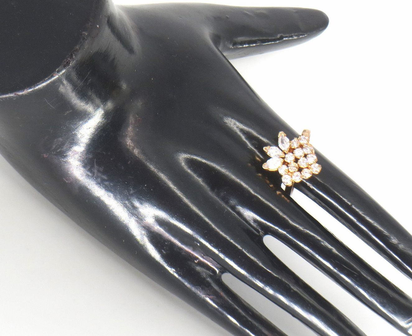 Jewelshingar Jewellery American Diamond Clear Colour Size 15 Rose Gold Plated Ring For Girls ( 59301RIN )