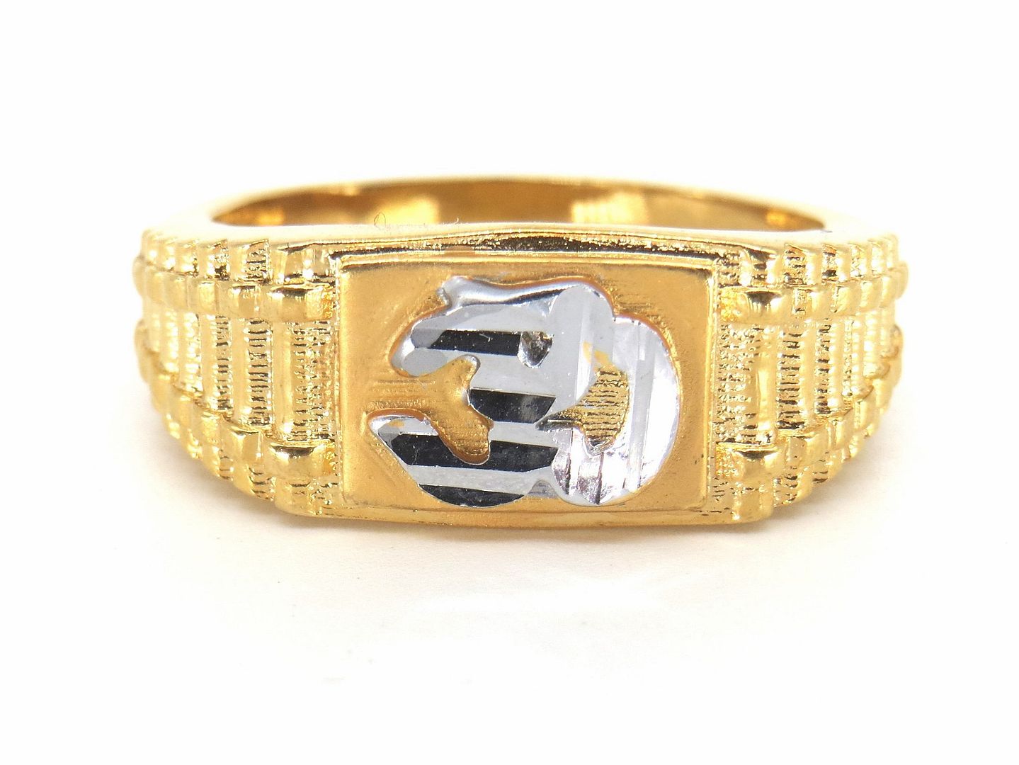 Jewelshingar Jewellery American Diamond Silver Gold Colour Size 18 Silver Gold Plated Ring For Girls ( 59308RIN )