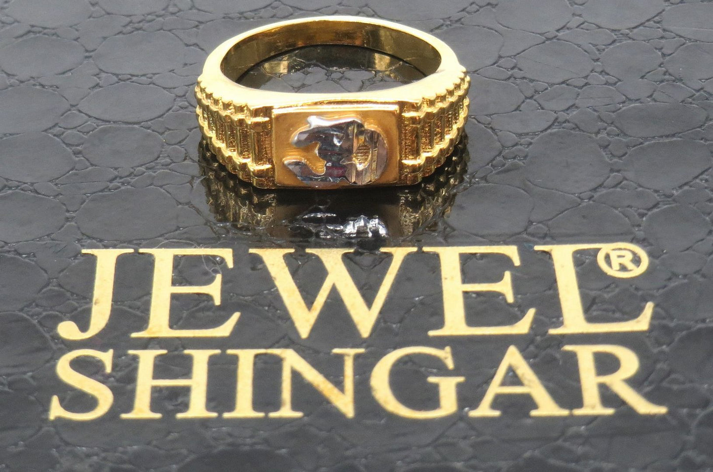 Jewelshingar Jewellery American Diamond Silver Gold Colour Size 18 Silver Gold Plated Ring For Girls ( 59308RIN )