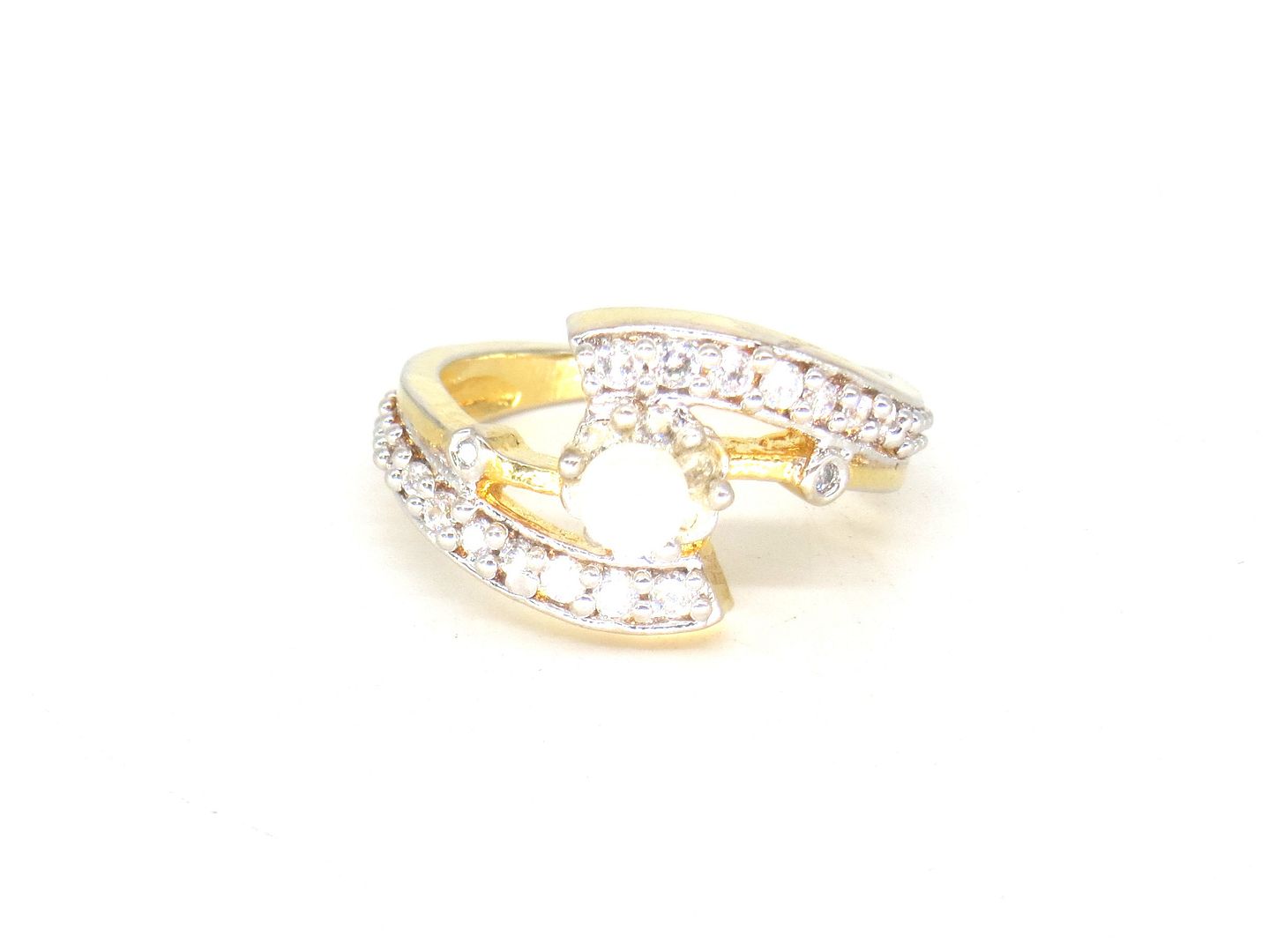 Jewelshingar Jewellery American Diamond White Colour Size 14 Gold Plated Ring For Girls ( 60059RIN )