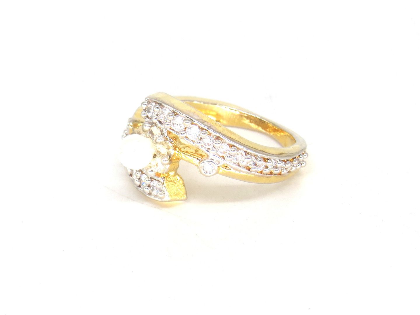 Jewelshingar Jewellery American Diamond White Colour Size 14 Gold Plated Ring For Girls ( 60059RIN )