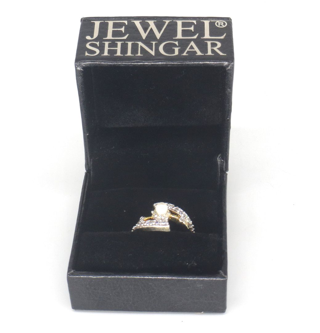 Jewelshingar Jewellery American Diamond White Colour Size 14 Gold Plated Ring For Girls ( 60059RIN )