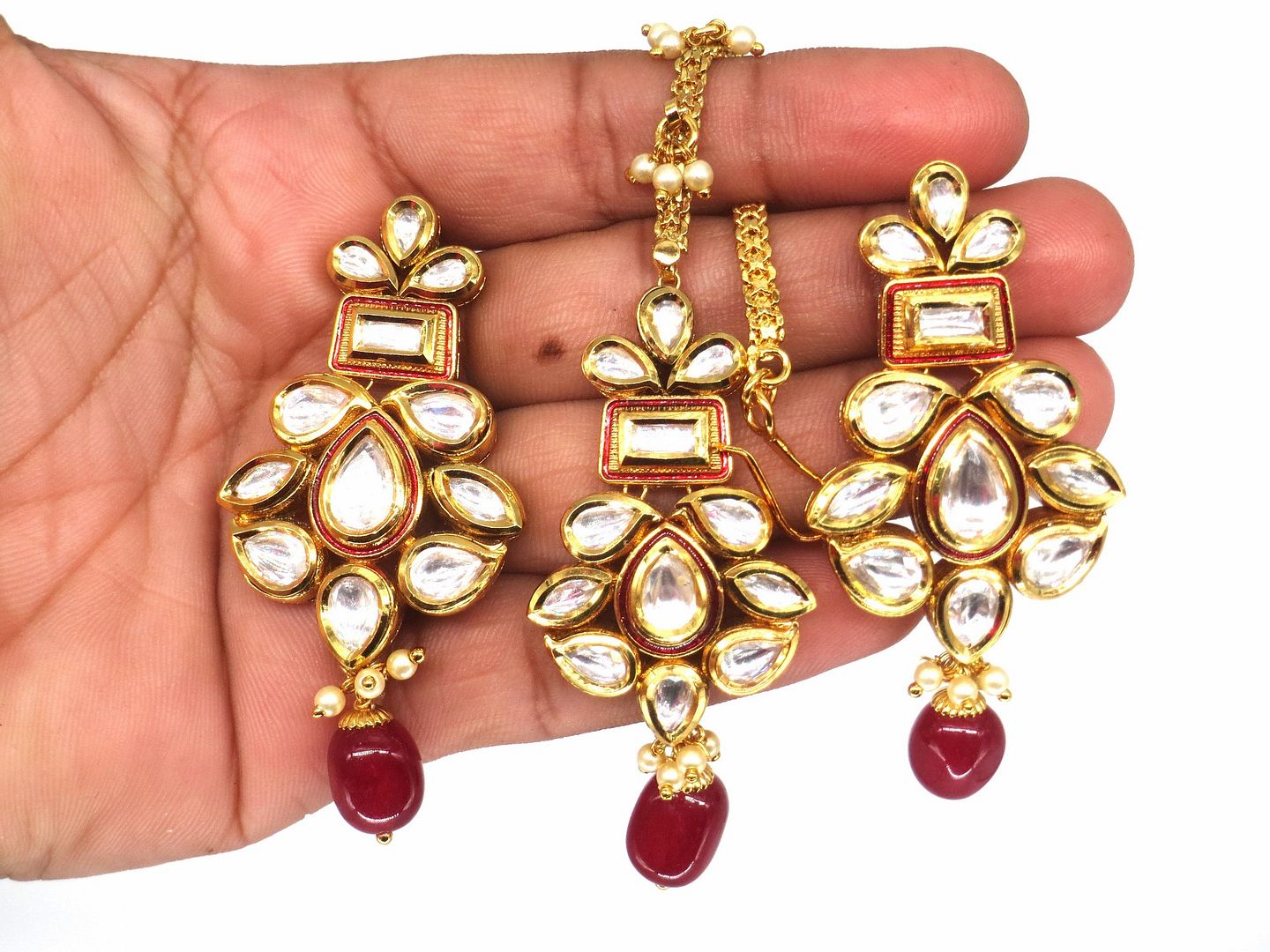 Jewelshingar Jewellery Fine Antique Polki Kundan Gold Plated Pink Colour Necklace For Women ( 60292ACS )