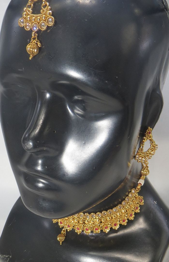 Jewelshingar Jewellery Fine Antique Polki Kundan Antique Plated Red Colour Necklace For Women ( 60609AST )