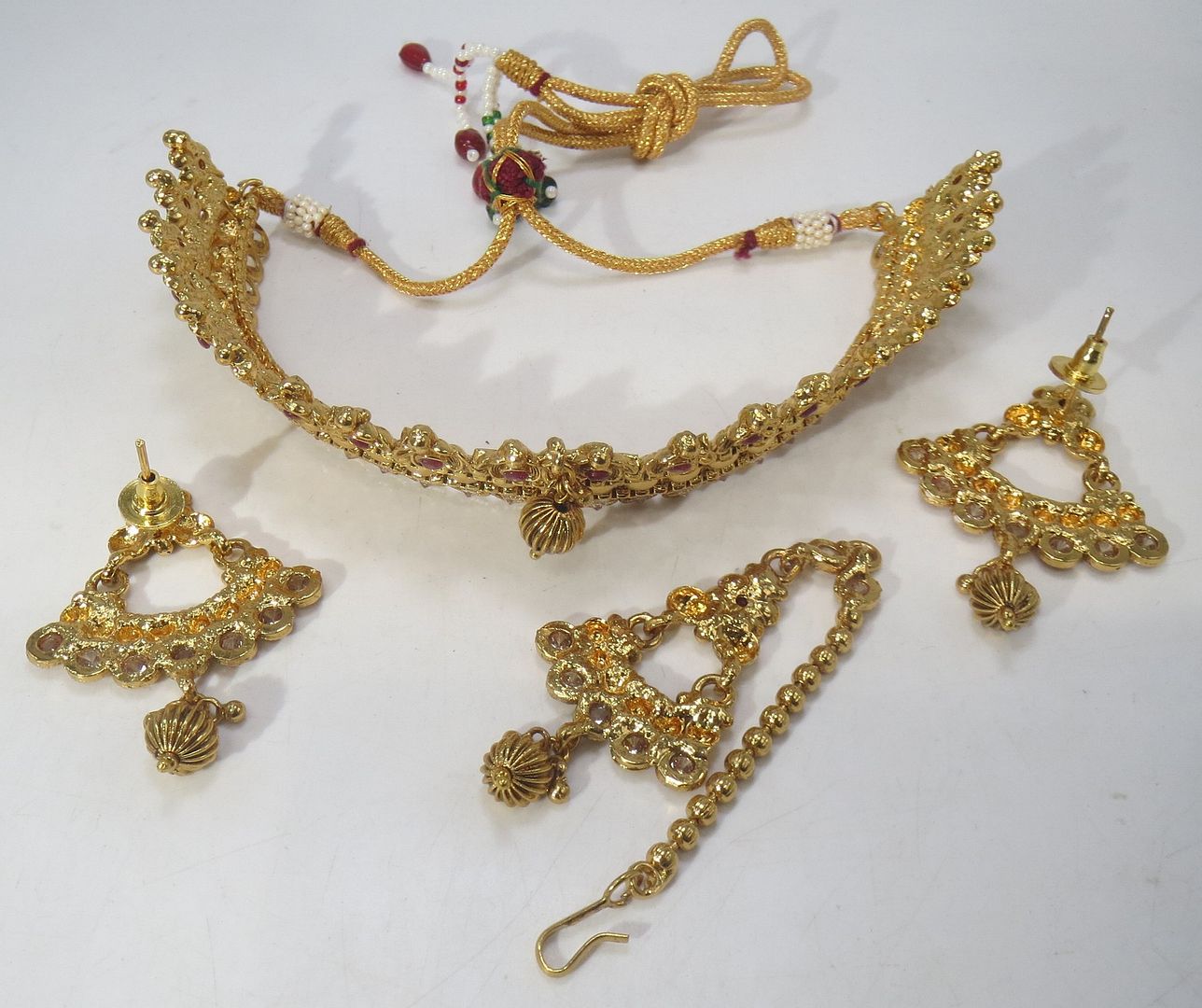Jewelshingar Jewellery Fine Antique Polki Kundan Antique Plated Red Colour Necklace For Women ( 60609AST )