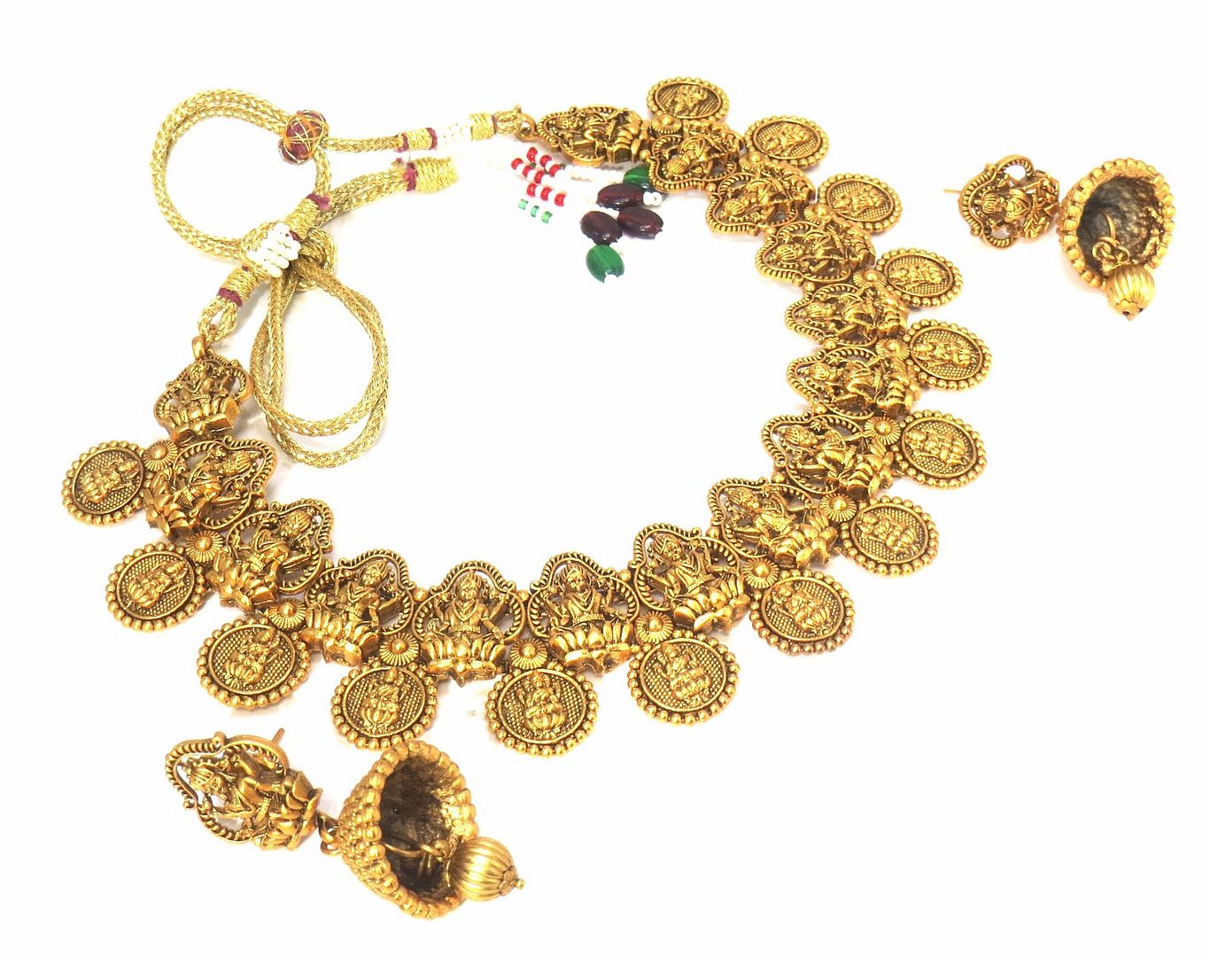 Jewelshingar Jewellery Fine Antique Polki Kundan Gold Plated Gold Colour Necklace For Women ( 60661AST )