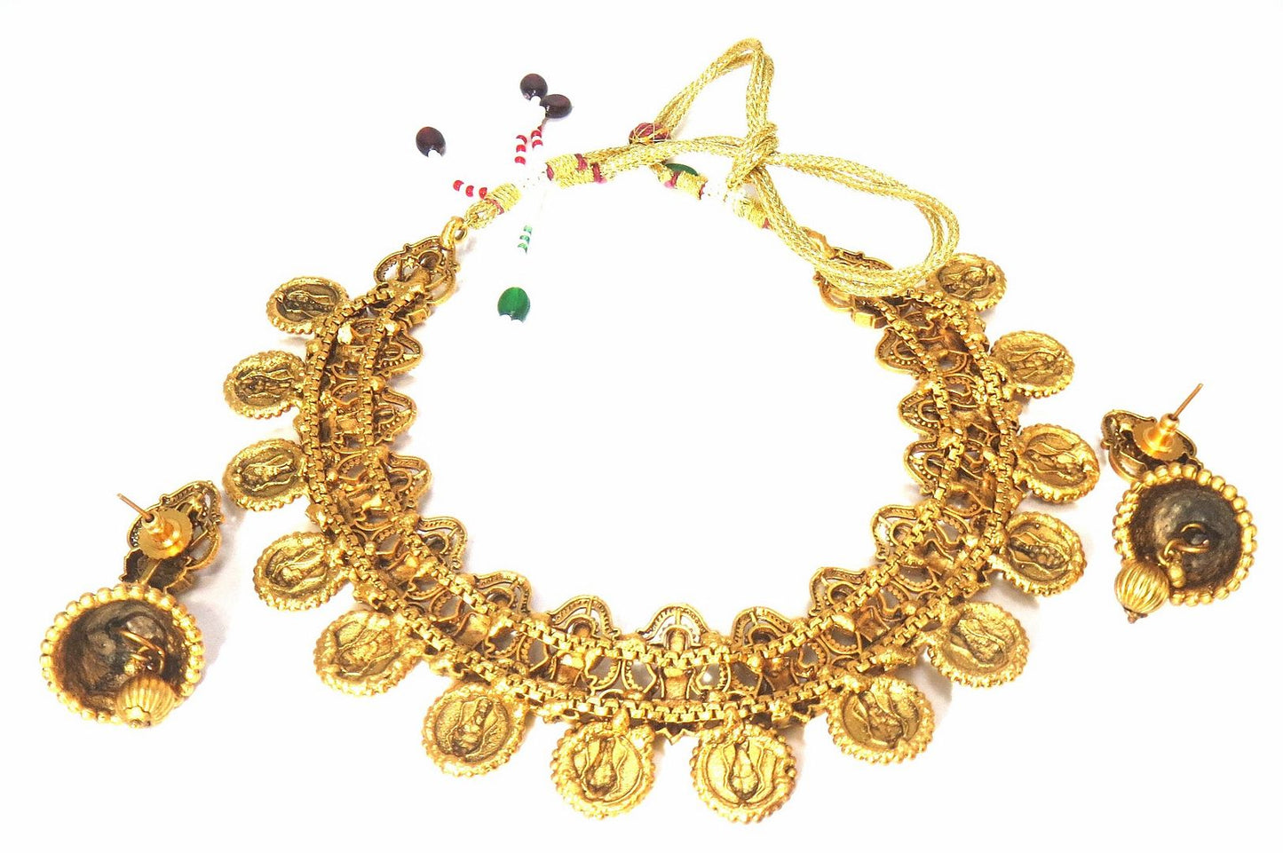 Jewelshingar Jewellery Fine Antique Polki Kundan Gold Plated Gold Colour Necklace For Women ( 60661AST )