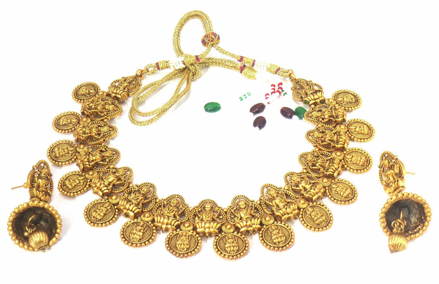 Jewelshingar Jewellery Fine Antique Polki Kundan Gold Plated Gold Colour Necklace For Women ( 60661AST )