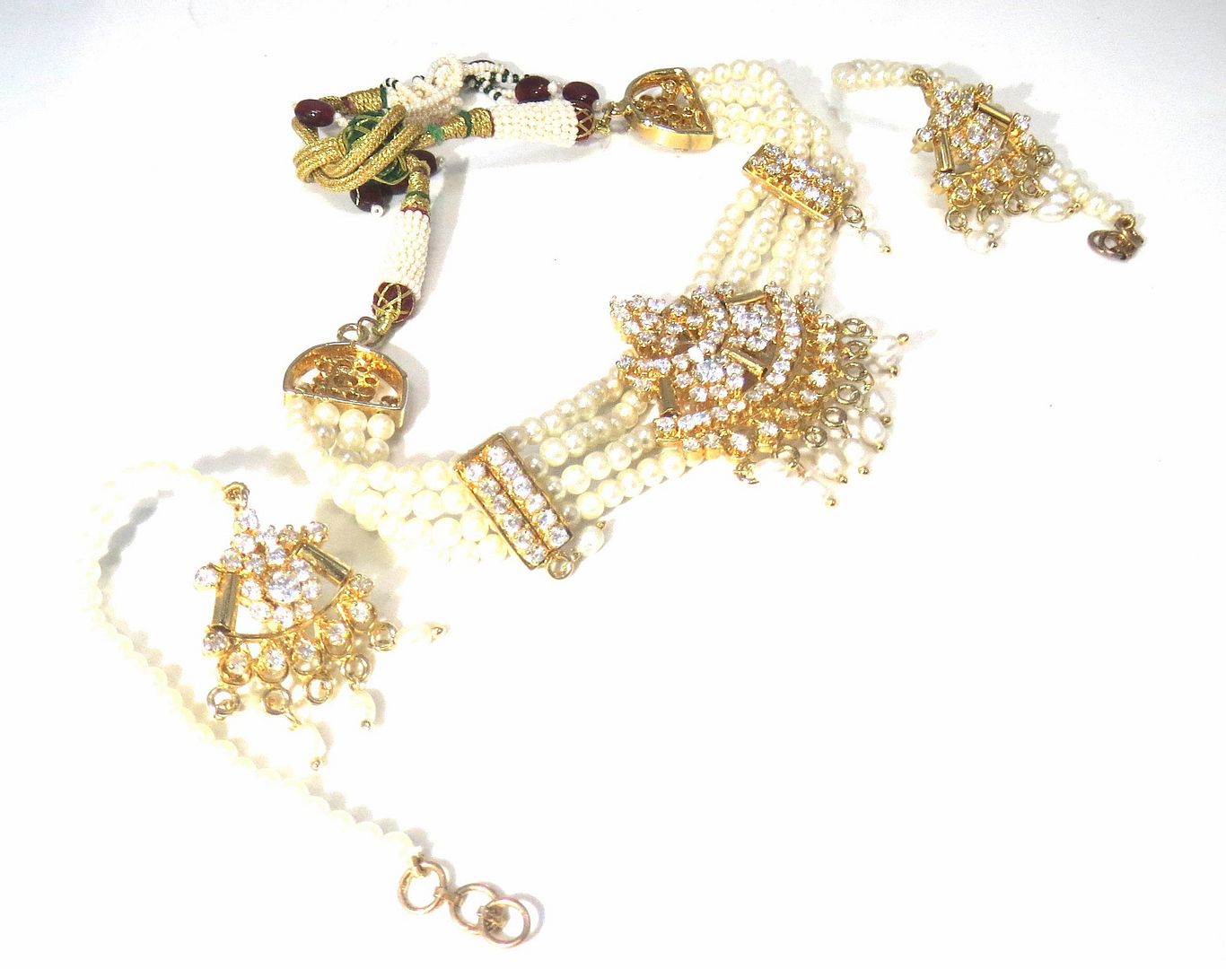 Jewelshingar Jewellery Fine Antique Polki Kundan Gold Plated Clear Colour Necklace For Women ( 60675ASP )