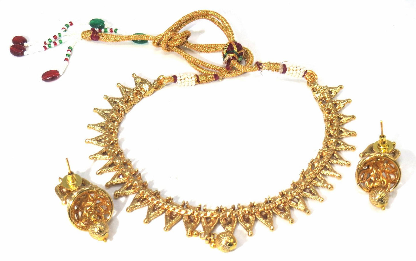 Jewelshingar Jewellery Fine Antique Polki Kundan Gold Plated Brown Colour Necklace For Women ( 60685AST )