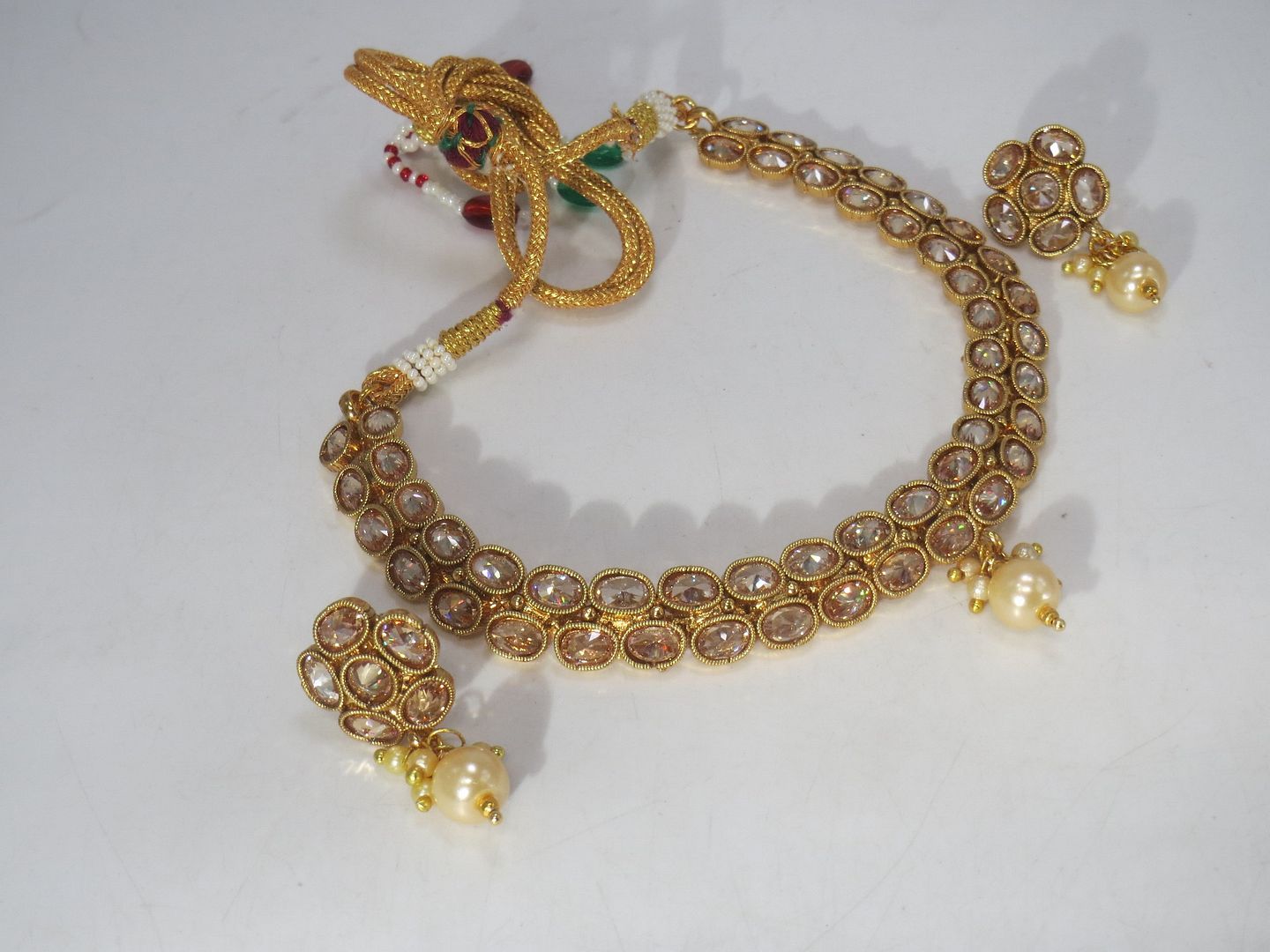 Jewelshingar Jewellery Fine Antique Polki Kundan Gold Plated Brown Colour Necklace For Women ( 60689AST )