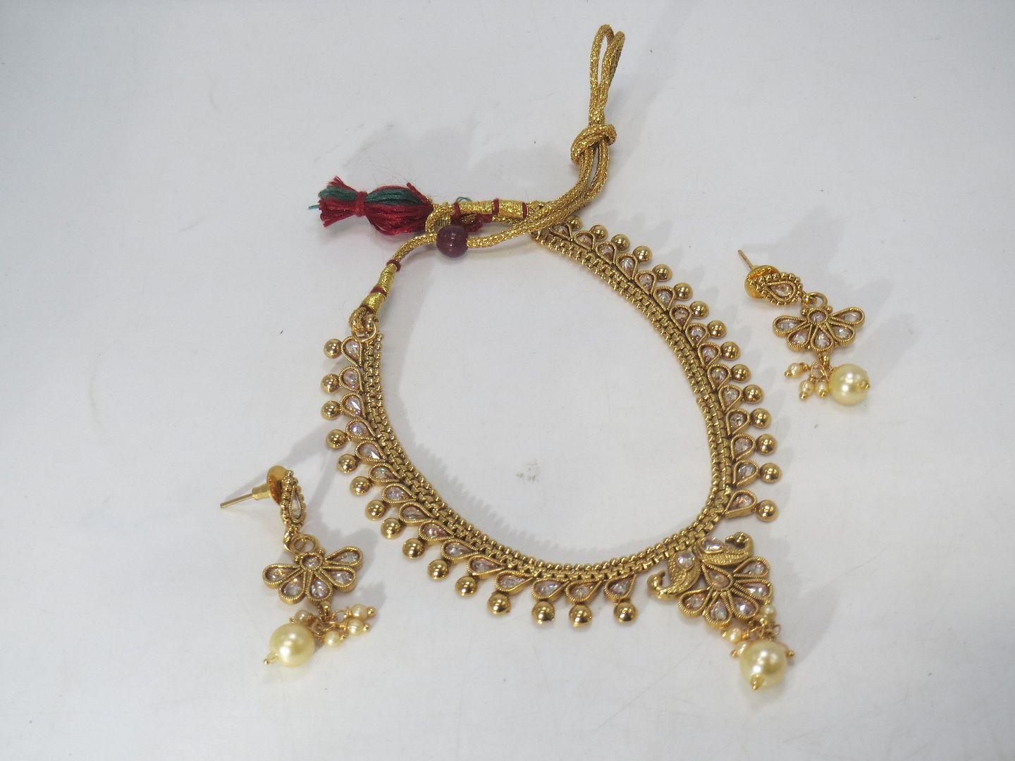 Jewelshingar Jewellery Fine Antique Polki Kundan Gold Plated Brown Colour Necklace For Women ( 60698AST )