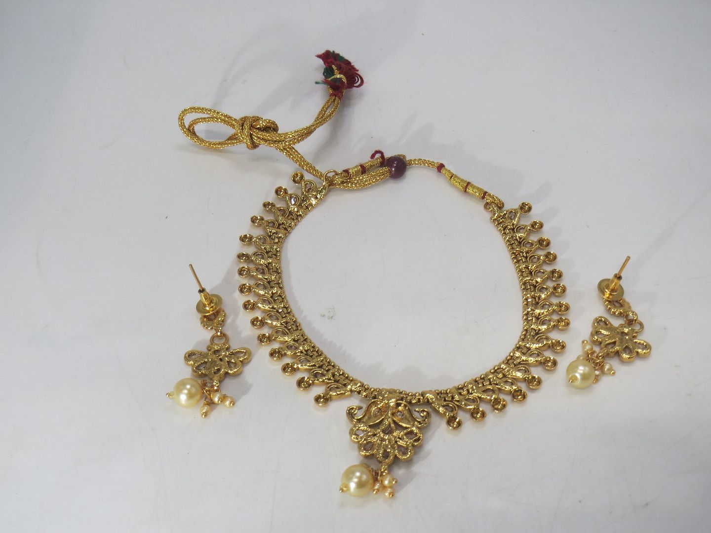 Jewelshingar Jewellery Fine Antique Polki Kundan Gold Plated Brown Colour Necklace For Women ( 60698AST )