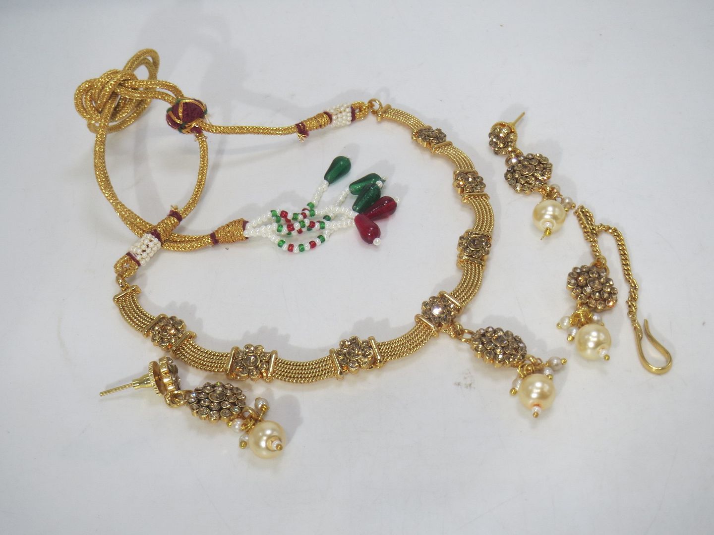 Jewelshingar Jewellery Fine Antique Polki Kundan Gold Plated Brown Colour Necklace For Women ( 60703AST )