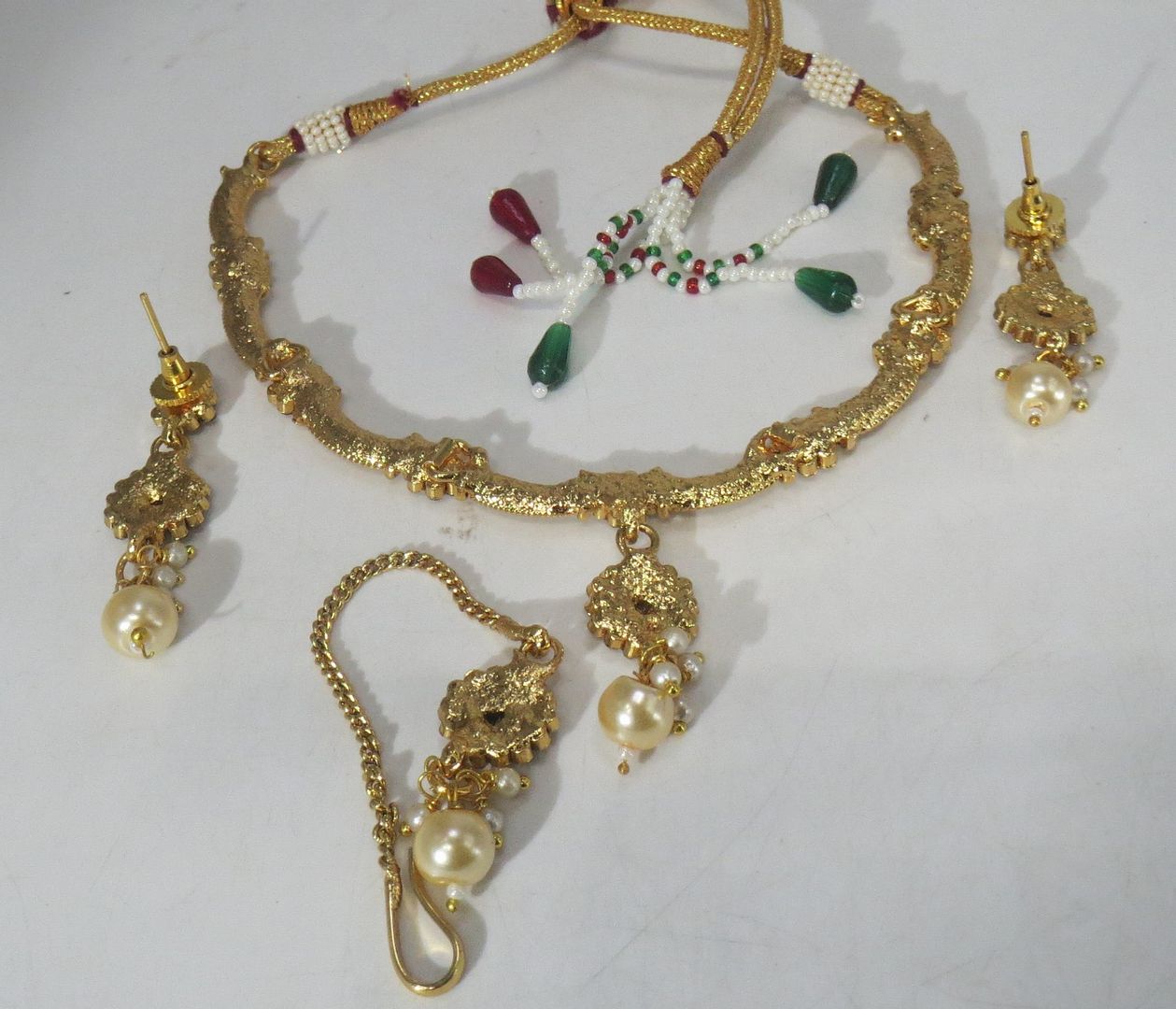 Jewelshingar Jewellery Fine Antique Polki Kundan Gold Plated Brown Colour Necklace For Women ( 60703AST )