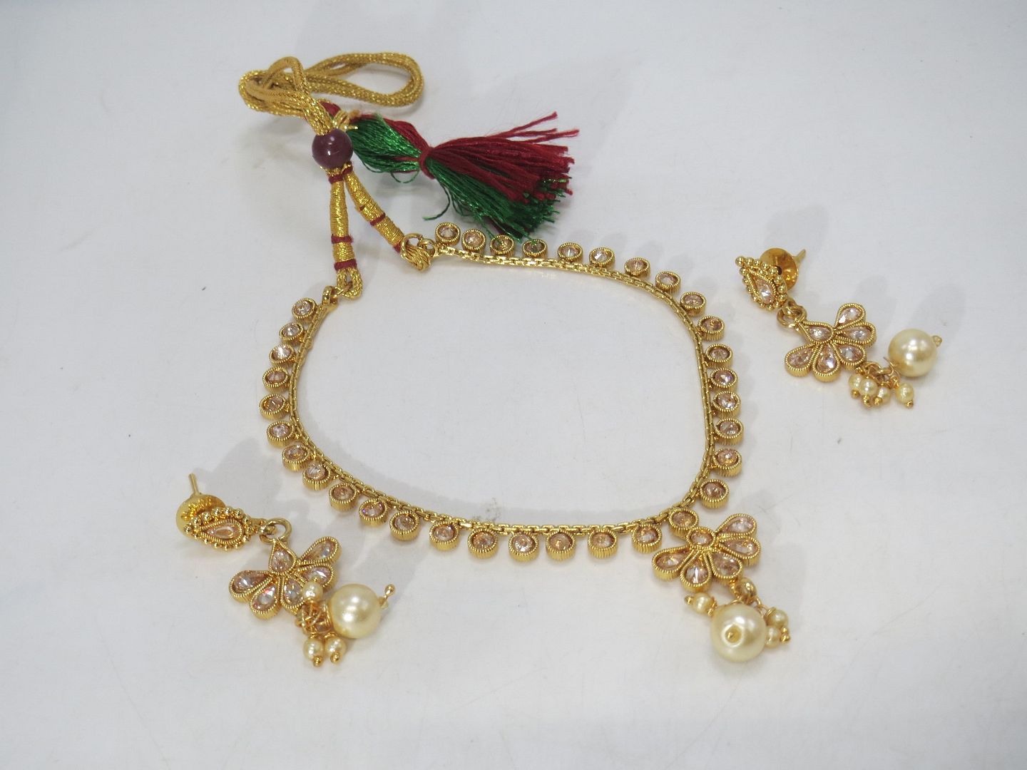 Jewelshingar Jewellery Fine Antique Polki Kundan Gold Plated Brown Colour Necklace For Women ( 60707AST )