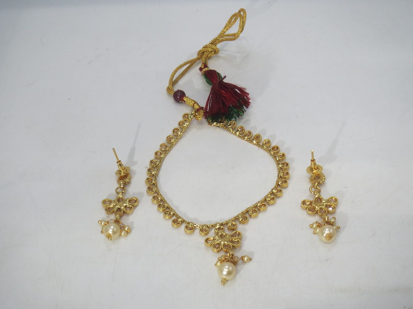 Jewelshingar Jewellery Fine Antique Polki Kundan Gold Plated Brown Colour Necklace For Women ( 60707AST )