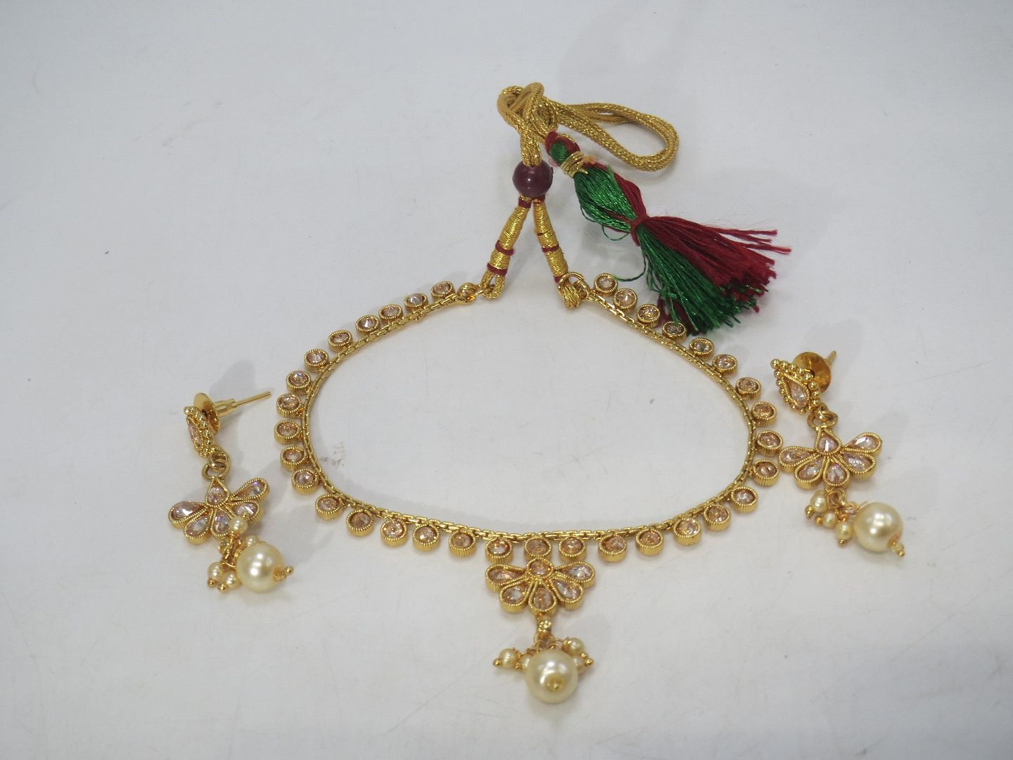 Jewelshingar Jewellery Fine Antique Polki Kundan Gold Plated Brown Colour Necklace For Women ( 60707AST )