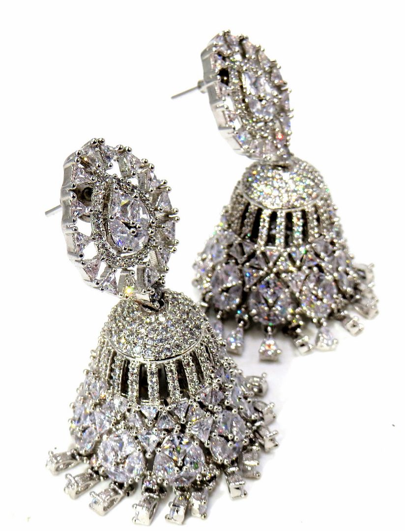 Jewelshingar Jewellery Silver Plated Diamond Earring For Women ( 60928EAJ )