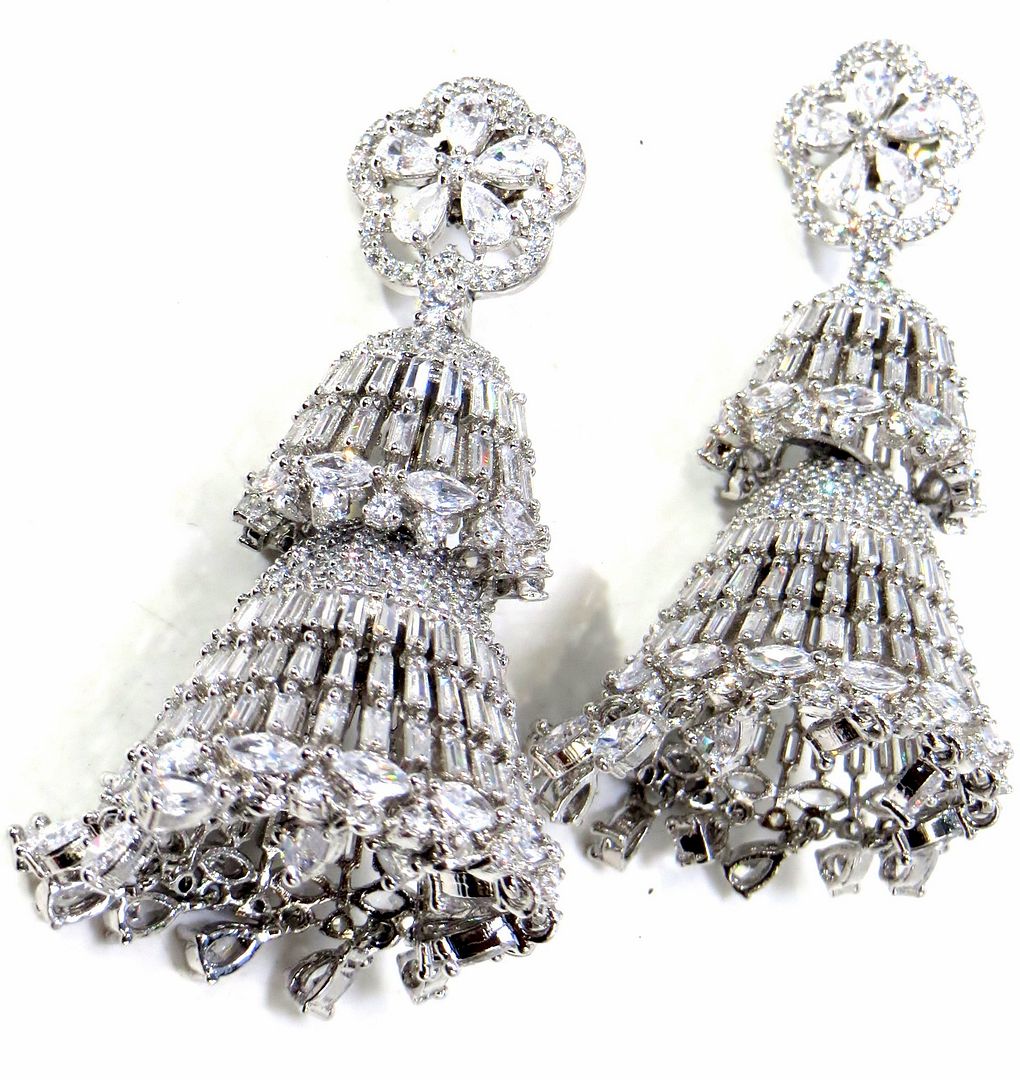 Jewelshingar Jewellery Silver Plated Diamond Earring For Women ( 60934EAJ )