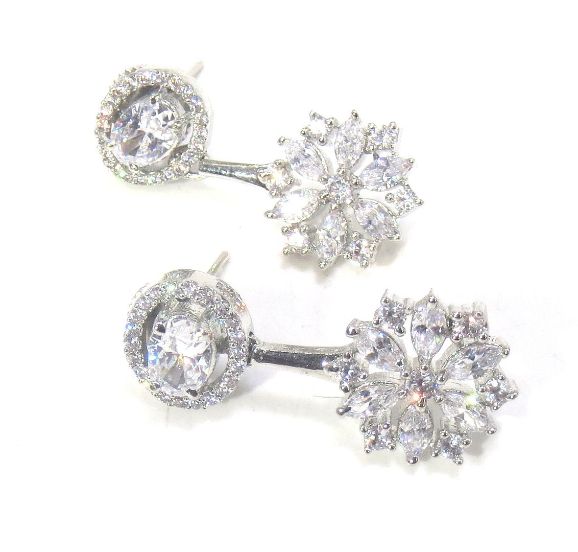 Jewelshingar Jewellery Silver Plated Diamond Earring For Women ( 60997EAD )