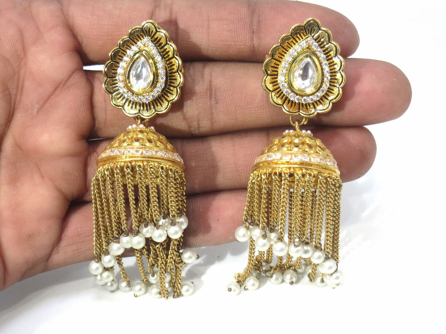 Jewelshingar Jewellery Gold Plated Diamond Jhumki For Women ( 61154ACE )