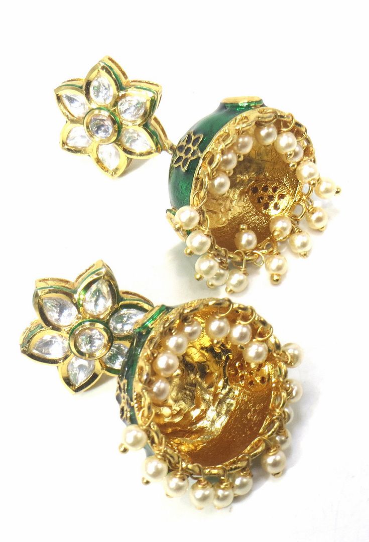 Jewelshingar Jewellery Gold Plated Diamond Jhumki For Women ( 61173ACJ )