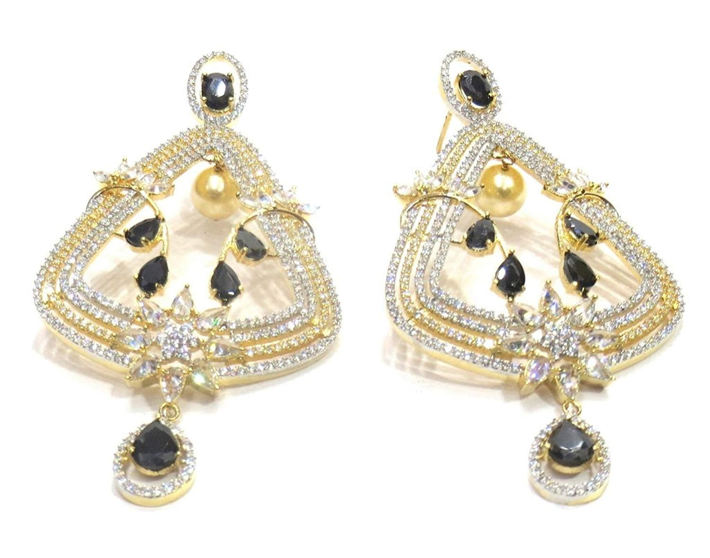 Jewelshingar Jewellery Fine Gold Plated Dangle & Drop Earrings For Girls ( 34721-ead-black )