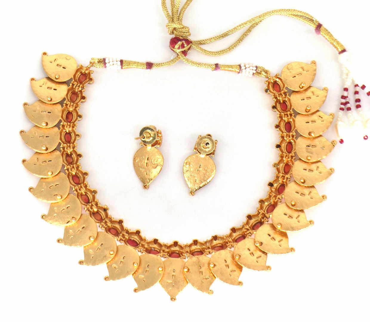 Jewelshingar Jewellery Fine Antique Polki Kundan Gold Plated Pink Colour Necklace For Women ( 61224AST )