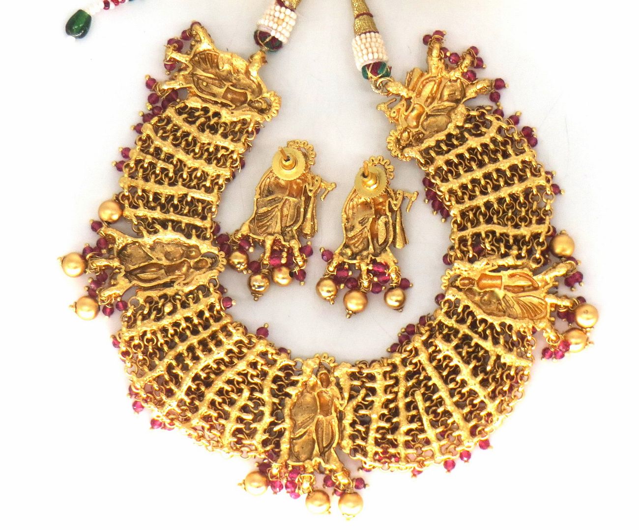Jewelshingar Jewellery Fine Antique Polki Kundan Gold Plated Pink Colour Necklace For Women ( 61231AST )