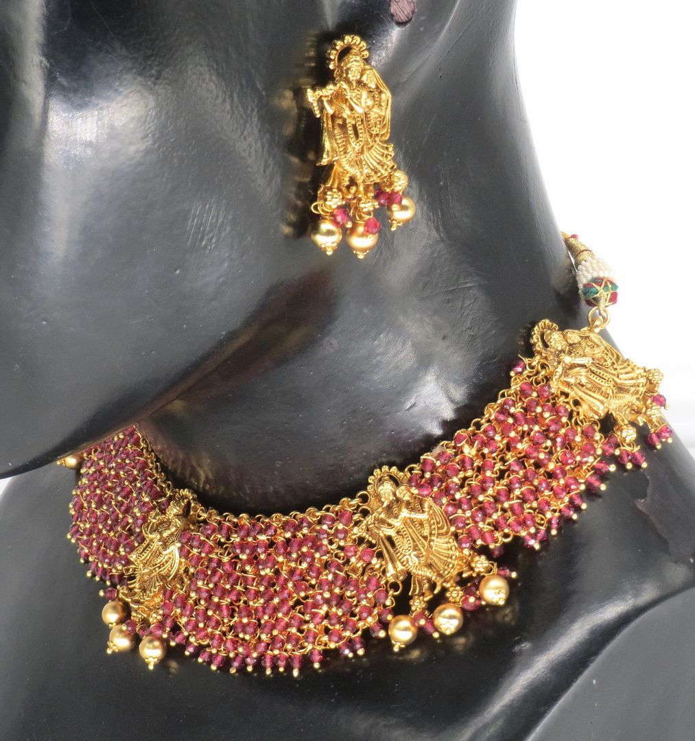 Jewelshingar Jewellery Fine Antique Polki Kundan Gold Plated Pink Colour Necklace For Women ( 61231AST )