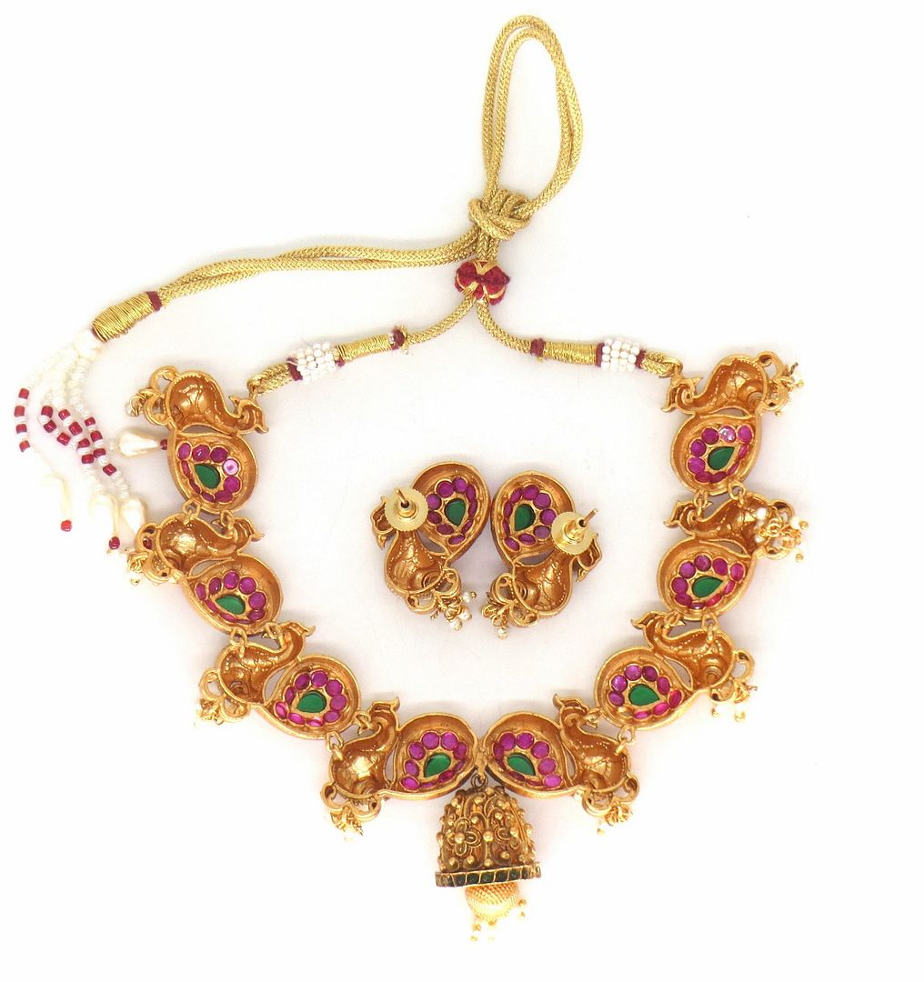 Jewelshingar Jewellery Fine Antique Polki Kundan Gold Plated Multi Colour Necklace For Women ( 61251AST )