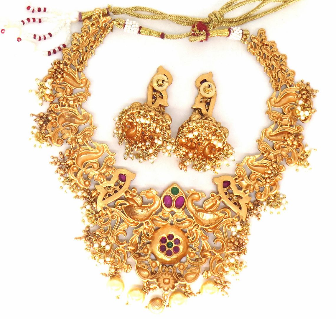 Jewelshingar Jewellery Fine Antique Polki Kundan Gold Plated Multi Colour Necklace For Women ( 61258AST )