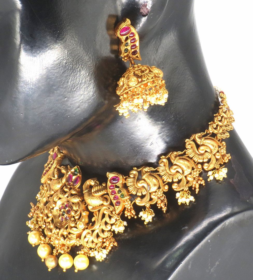 Jewelshingar Jewellery Fine Antique Polki Kundan Gold Plated Multi Colour Necklace For Women ( 61258AST )
