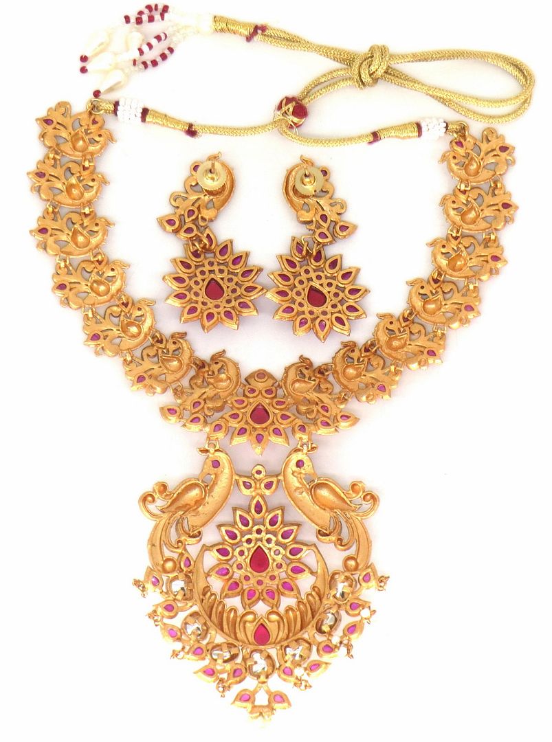 Jewelshingar Jewellery Fine Antique Polki Kundan Gold Plated Pink Colour Necklace For Women ( 61284AST )