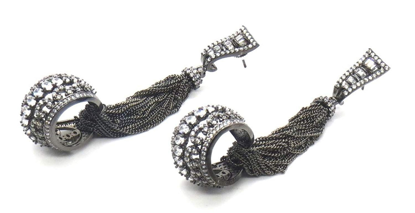 Jewelshingar Jewellery Victorian Plated Clear Colour Earrings For Women (44416-ead)