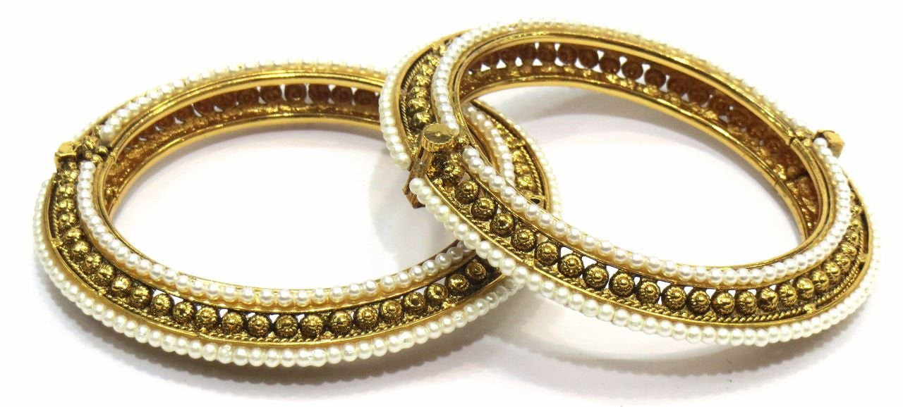 Jewelshingar Girl's Antique Gold Look Screw Open Bangles Set 2.4 Jewellery ( 5293-m-2.4-a ) - JEWELSHINGAR
