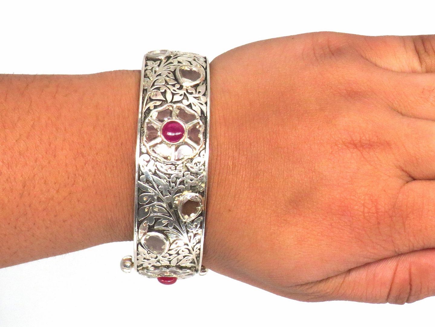 Jewelshingar Jewellery Silver Plated Diamond Bracelets For Women ( 61466SSB )