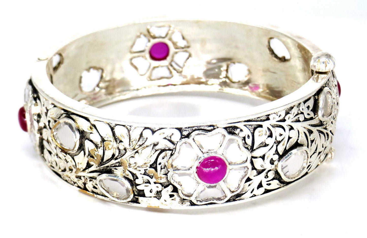 Jewelshingar Jewellery Silver Plated Diamond Bracelets For Women ( 61466SSB )