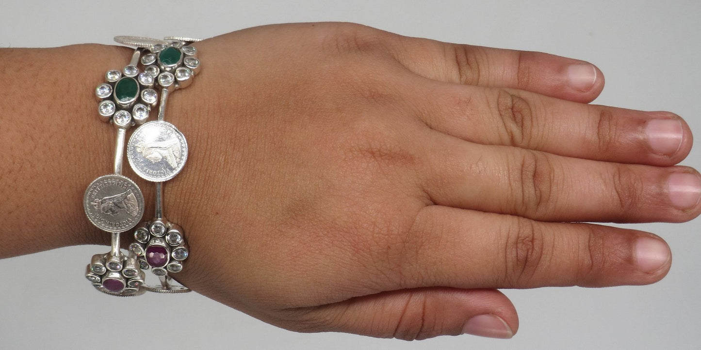 Jewelshingar Jewellery Silver Plated Diamond Bracelets For Women ( 61472SSB )