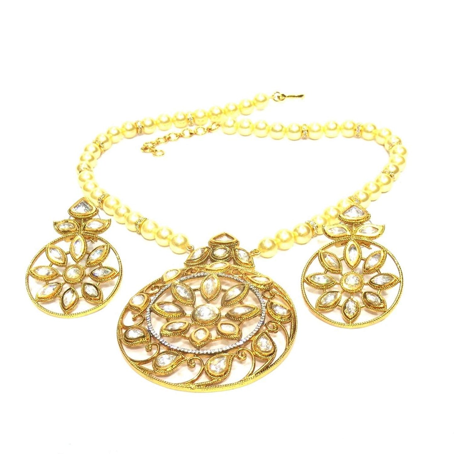 Jewelshingar Jewellery Gold Plated Necklace Set In Gold Colour For Women ( 21267-acs )