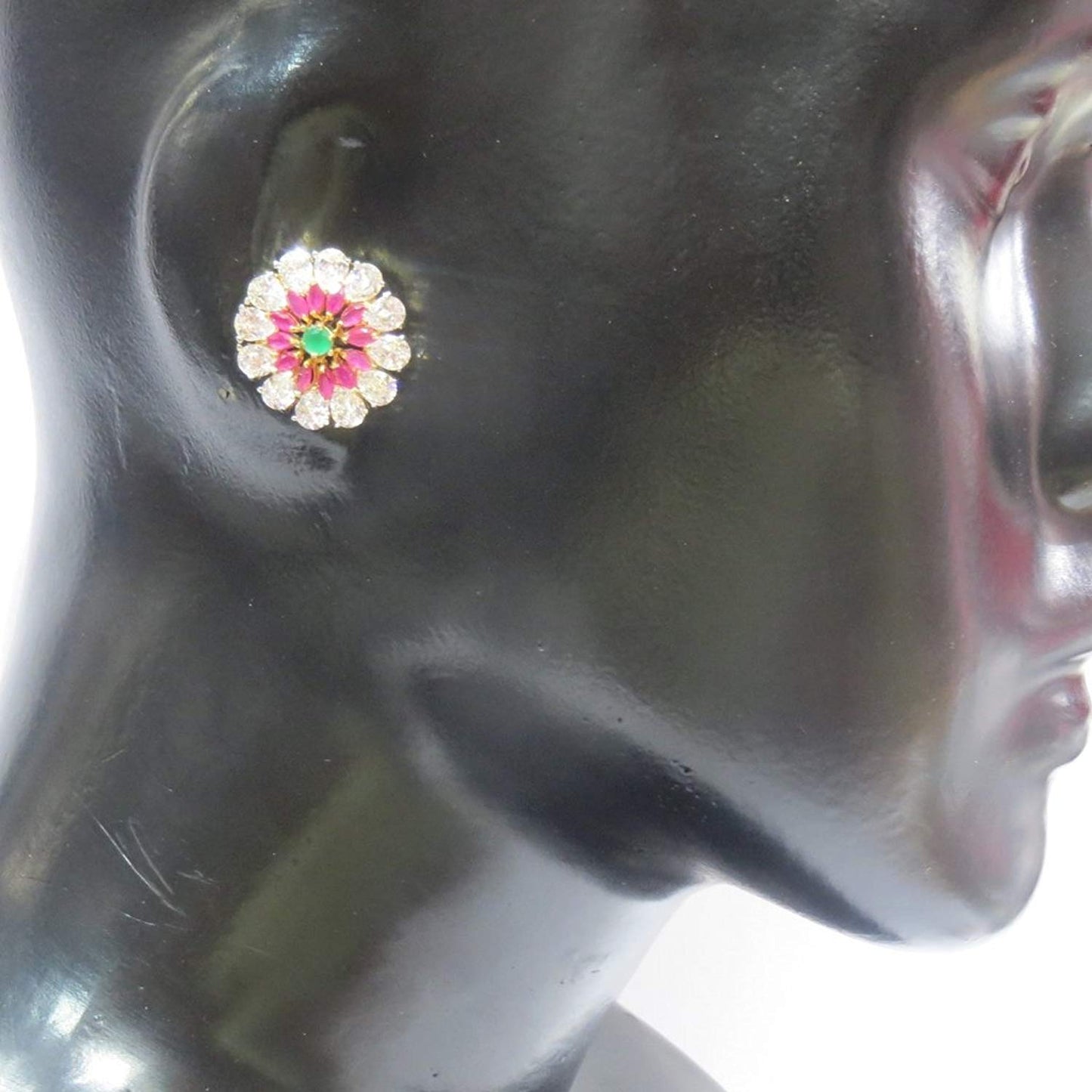 Jewelshingar Jewellery Fine Plated Stud Earrings For Women ( 18187-gjt-ruby-panna )