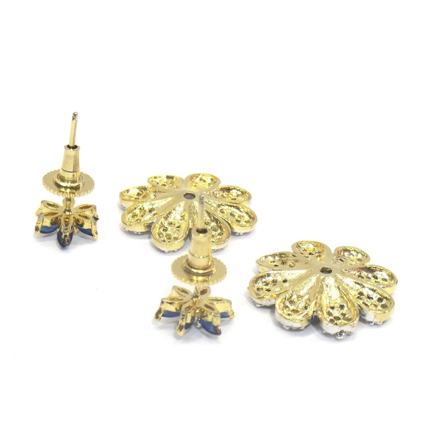 Jewelshingar Jewellery Fine Plated Stud Earrings For Women ( 18137-gjt-blue-detachable )