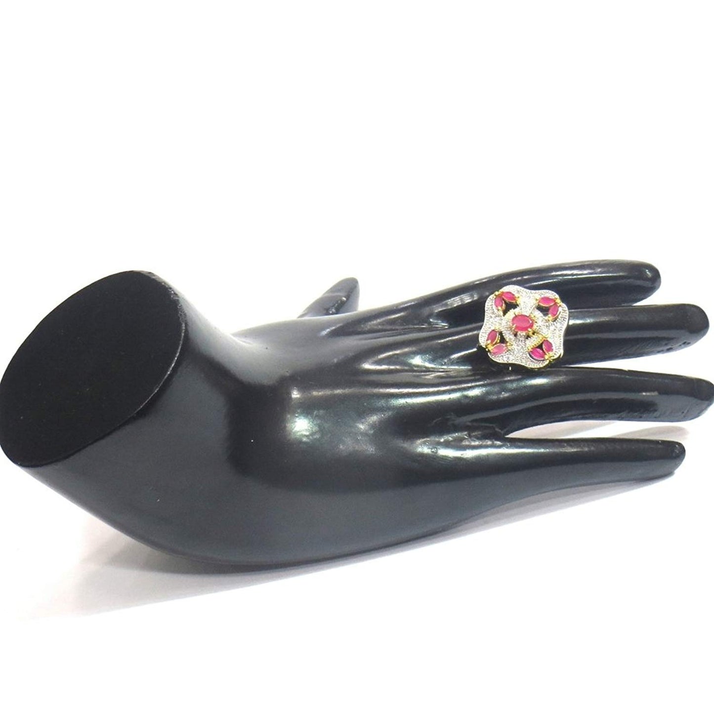 Jewelshingar Jewellery Fine Gold Plated Finger Ring For Women ( 32643-ring-ruby-freesize )