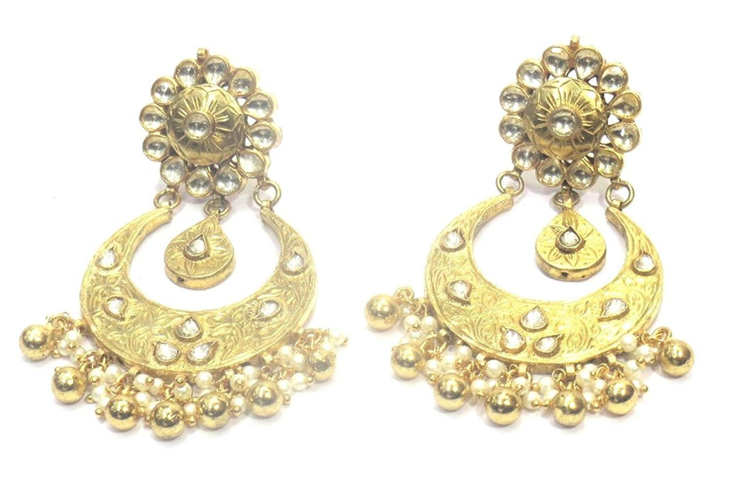 Jewelshingar Jewellery Polki Kundan Dangle & Drop Earrings Earings For Women ( 37180-dce )